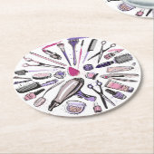 メイクアップ円デザイン ラウンドペーパーコースター (アングル)