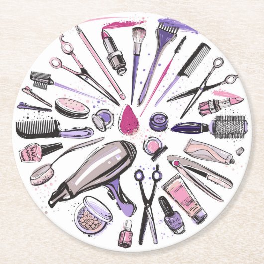メイクアップ円デザイン ラウンドペーパーコースター (正面)