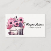 メイクアップ化粧品ブラシと花 名刺 (正面)