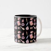 メイクアップ化粧品美しいパターン化粧品コーヒー ツートーンマグカップ (正面右)