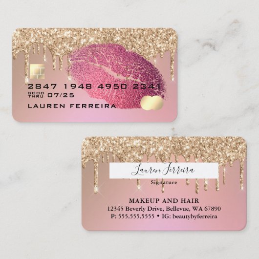 メイクアップ及びヘアクレジットカードスタイル名刺 名刺 (正面/裏面)