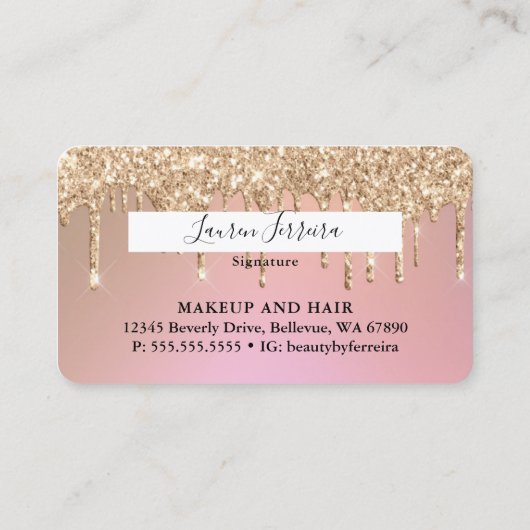 メイクアップ及びヘアクレジットカードスタイル名刺 名刺 (裏面)