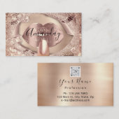 メイクアップ爪、 ネイルバラ金ゴールドキス唇グリッターQRCode 名刺 (正面/裏面)