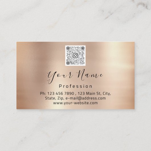 メイクアップ爪、 ネイルバラ金ゴールドキス赤い唇QRコード 名刺 (裏面)