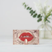 メイクアップ爪、 ネイルバラ金ゴールドキス赤い唇QRコード 名刺 (スタンド正面)