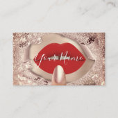 メイクアップ爪、 ネイルバラ金ゴールドキス赤い唇QRコード 名刺 (正面)