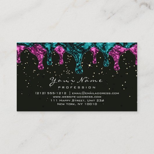 メイクアップ目まぶしグリッターワックス脱毛ピンクティール(緑がかった色) 名刺 (裏面)