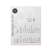 メイクアップ相談顔白とピンクのチャート ノートパッド (回転)