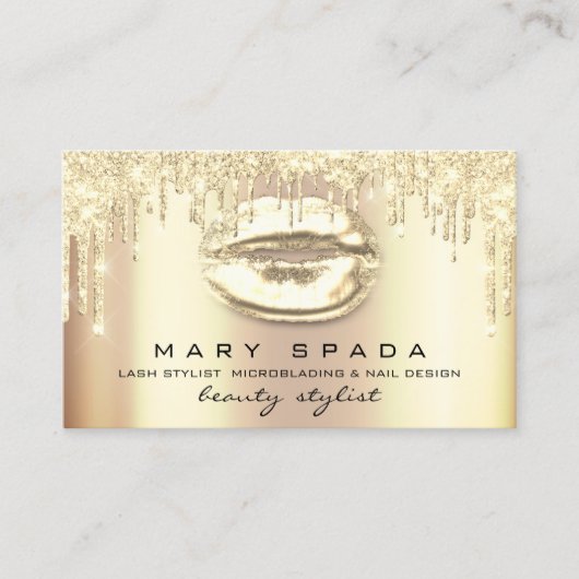 メイクアップ眉毛の点毛金ゴールドドリップキス唇 名刺 (正面)