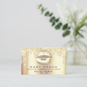 メイクアップ眉毛の点毛金ゴールドドリップキス唇 名刺 (スタンド正面)