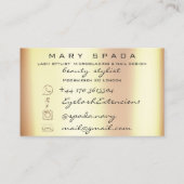 メイクアップ眉毛の点毛金ゴールドドリップキス唇 名刺 (裏面)