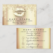 メイクアップ眉毛の点毛金ゴールドドリップキス唇 名刺 (正面/裏面)