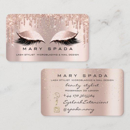 メイクアップ眉毛まつげピンクのローズスパークソーシャル 名刺 (正面/裏面)