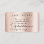 メイクアップ眉毛まつげピンクのローズスパークソーシャル 名刺 (裏面)