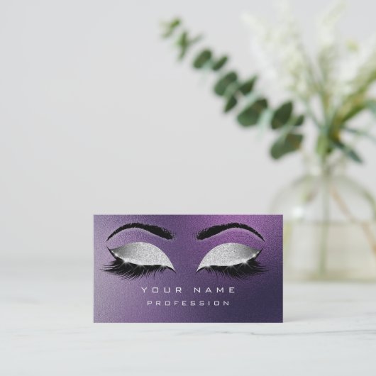 メイクアップ眉毛まつげ伸紫色の銀 名刺 (スタンド正面)