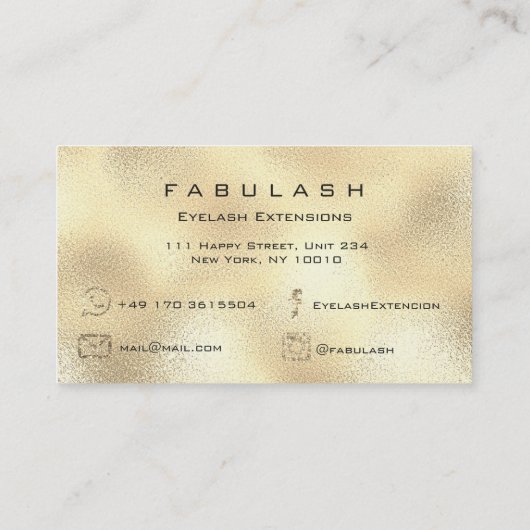 メイクアップ眉毛まつグリッターガラスVIP金ゴールドロゴ 名刺 (裏面)