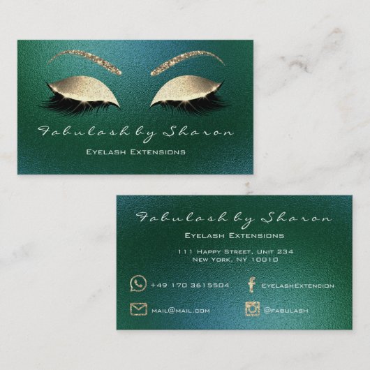 メイクアップ眉毛まつグリッターグリーントロピカルカリ 名刺 (正面/裏面)