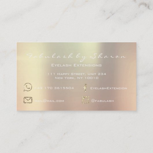 メイクアップ眉毛まつグリッターピンクローズホワイトルクス 名刺 (裏面)