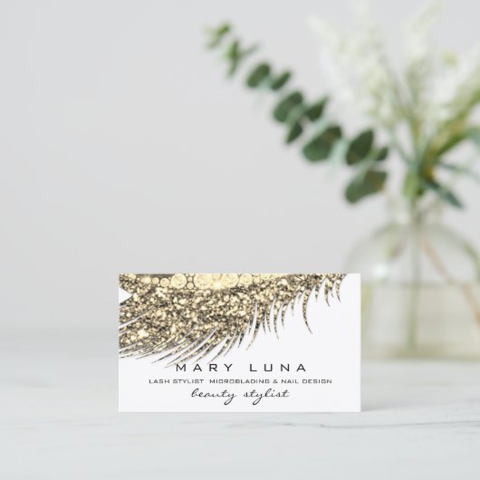 メイクアップ眉毛まつグリッターメタルホワイト金ゴールド 名刺 (スタンド正面)