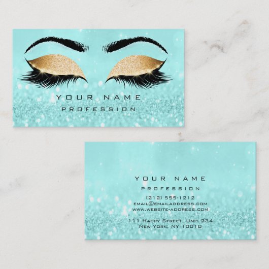 メイクアップ眉毛まつグリッター海金ゴールド 名刺 (正面/裏面)