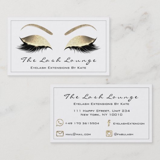 メイクアップ眉毛まつグリッター金ゴールドホワイトブラック1 名刺 (正面/裏面)