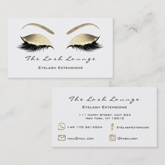 メイクアップ眉毛まつグリッター金ゴールドホワイトブラック 名刺 (正面/裏面)