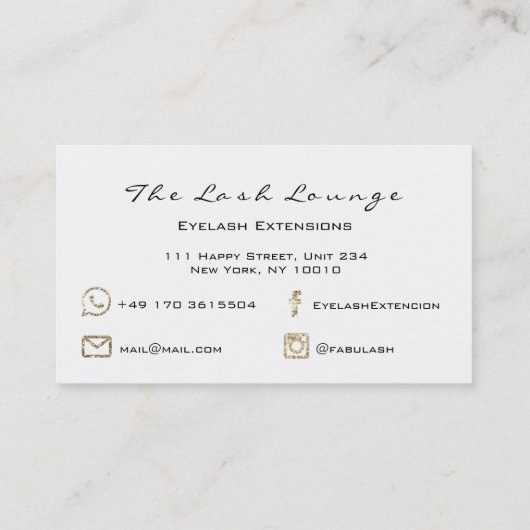 メイクアップ眉毛まつグリッター金ゴールドホワイトブラック 名刺 (裏面)