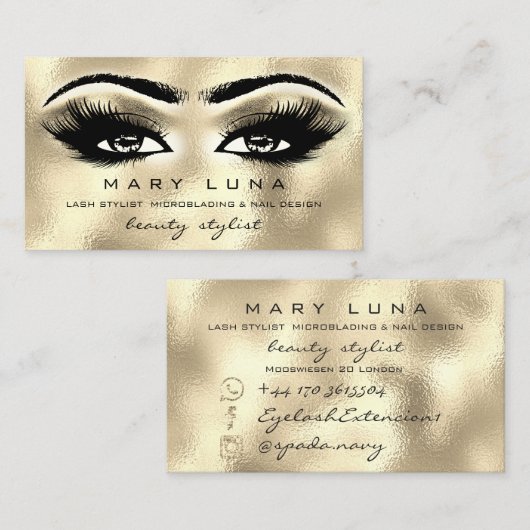 メイクアップ眉毛まつグリッター金ゴールドメタリックアイズ 名刺 (正面/裏面)