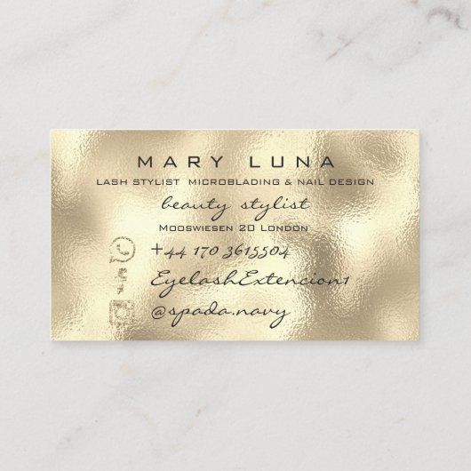 メイクアップ眉毛まつグリッター金ゴールドメタリックアイズ 名刺 (裏面)