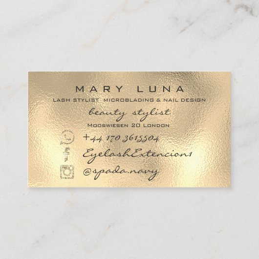 メイクアップ眉毛まつスパウェルネス金ゴールドグラス 名刺 (裏面)