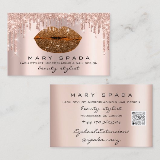 メイクアップ眉毛まつバラドリップキスリップQRCode 名刺 (正面/裏面)