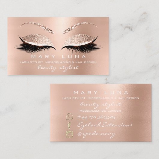 メイクアップ眉毛まつバラホワイトピンクソーシャル 名刺 (正面/裏面)