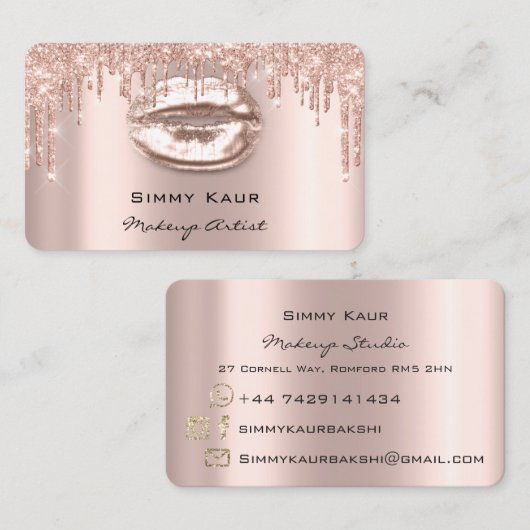 メイクアップ眉毛まつピンクのローズスパークキスLIps B 名刺 (正面/裏面)