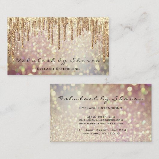 メイクアップ眉毛まつ毛グリッタースパークリー金ゴールド 名刺 (正面/裏面)