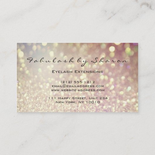 メイクアップ眉毛まつ毛グリッタースパークリー金ゴールド 名刺 (裏面)