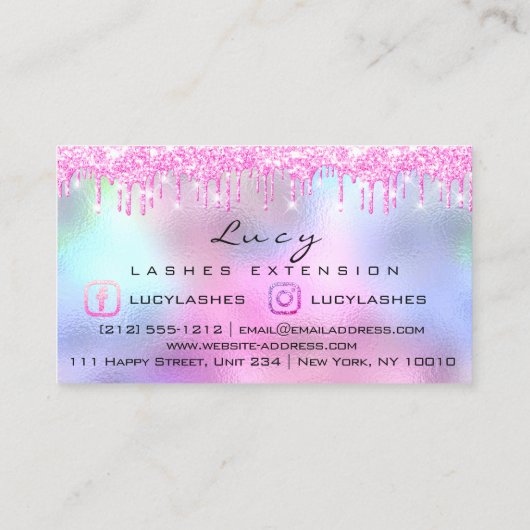メイクアップ眉毛まつ毛グリッターピンクソーシャル 名刺 (裏面)
