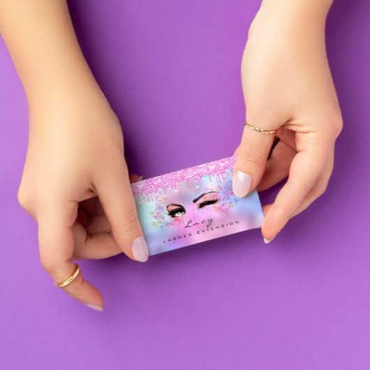 メイクアップ眉毛まつ毛グリッターピンクソーシャル 名刺