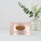 メイクアップ眉毛まばたきピンクのバラが唇を社会的にドリップ 名刺 (スタンド正面)