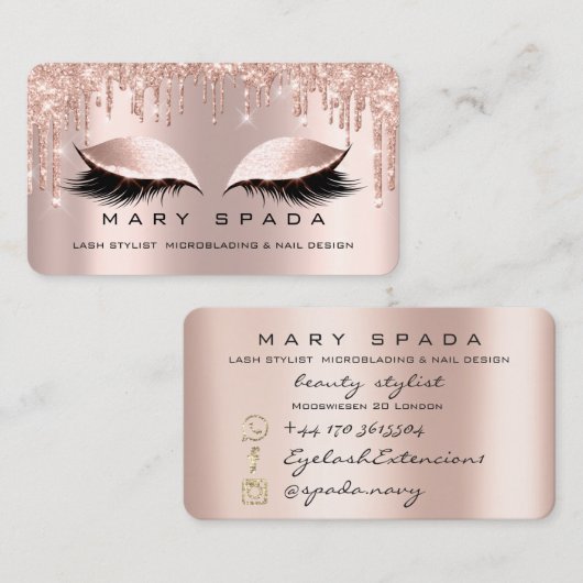 メイクアップ眉毛まばたきピンクのローズスパークルクス 名刺 (正面/裏面)