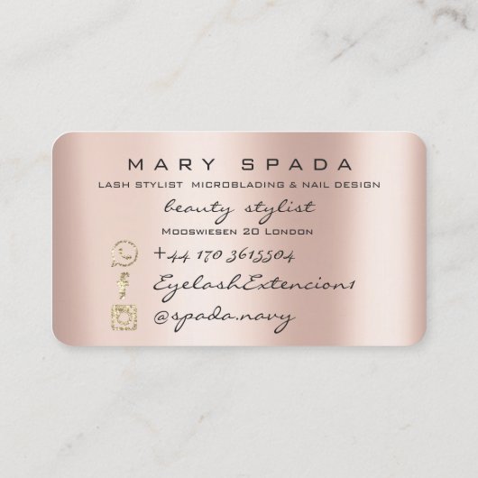 メイクアップ眉毛まばたきピンクのローズスパークルクス 名刺 (裏面)