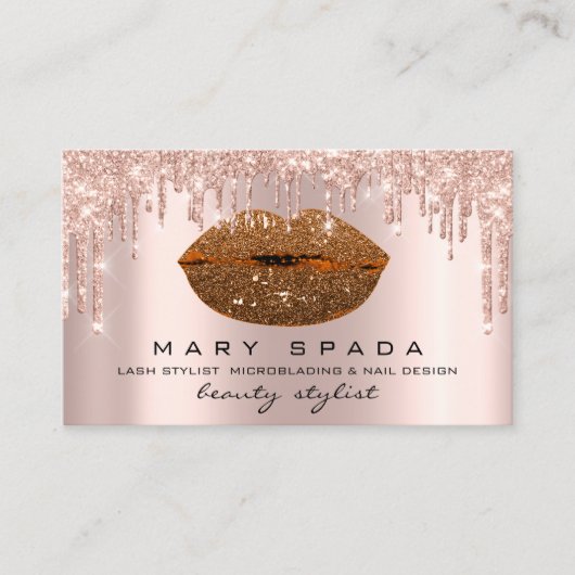 メイクアップ眉毛まばたきピンクのローズドリップスキス唇 名刺 (正面)