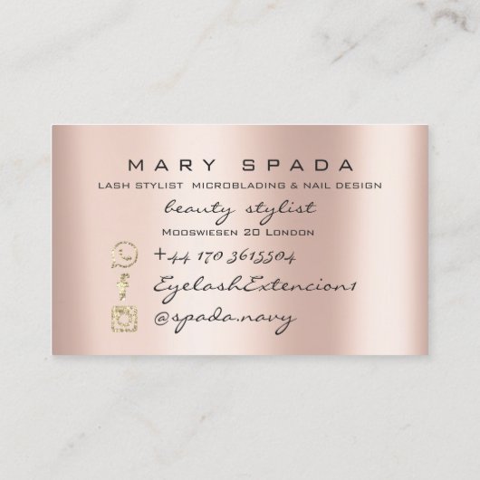 メイクアップ眉毛まばたきピンクのローズドリップスキス唇 名刺 (裏面)