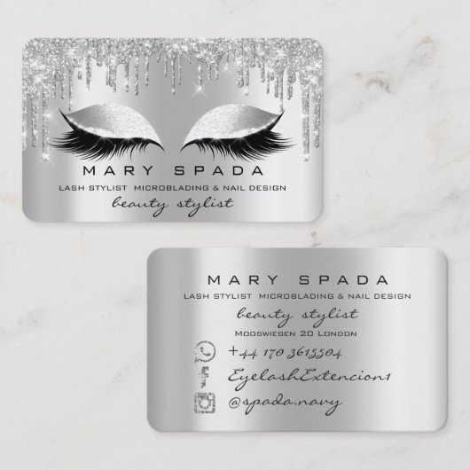 メイクアップ眉毛まばゆい灰色のスパークシルバー 名刺 (正面/裏面)