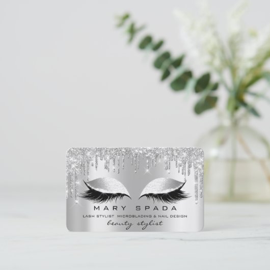 メイクアップ眉毛まばゆい灰色のスパークシルバー 名刺 (スタンド正面)