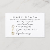 メイクアップ眉毛まばゆみピンク白スパーク爪、 ネイル 名刺 (裏面)