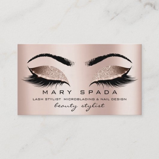 メイクアップ眉毛まばゆみピンク色のミコラード爪、 ネイル 名刺 (正面)