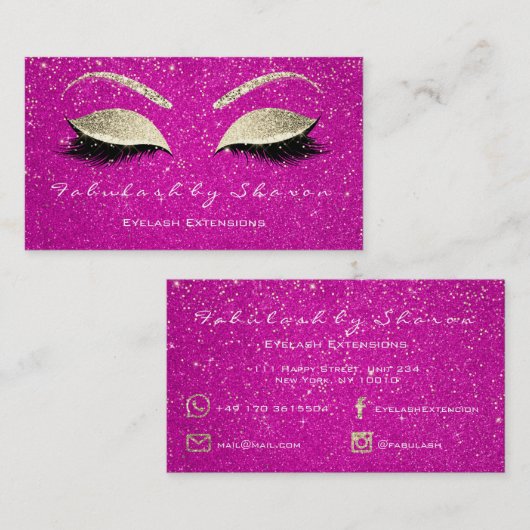 メイクアップ眉毛まぶしグリッター金ゴールド紙吹雪ピンク 名刺 (正面/裏面)
