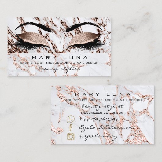 メイクアップ眉毛まぶしバラ金ゴールド大理石銅 名刺 (正面/裏面)