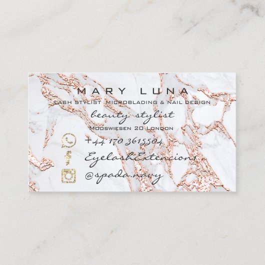 メイクアップ眉毛まぶしバラ金ゴールド大理石銅 名刺 (裏面)
