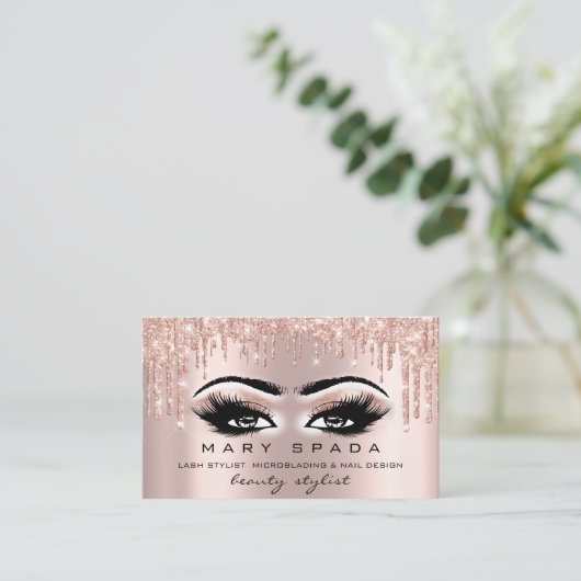メイクアップ眉毛まぶしピンクのローズスパークアイズ1 名刺 (スタンド正面)